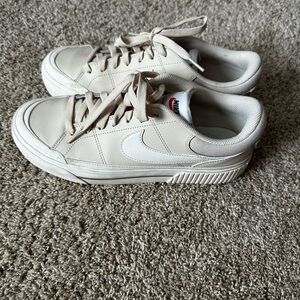 Nike Beige and White Casual Sneakers